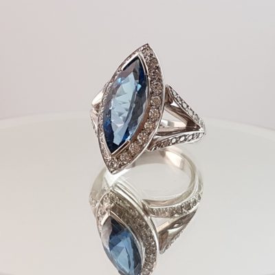 Aquamarine & Diamond Ring