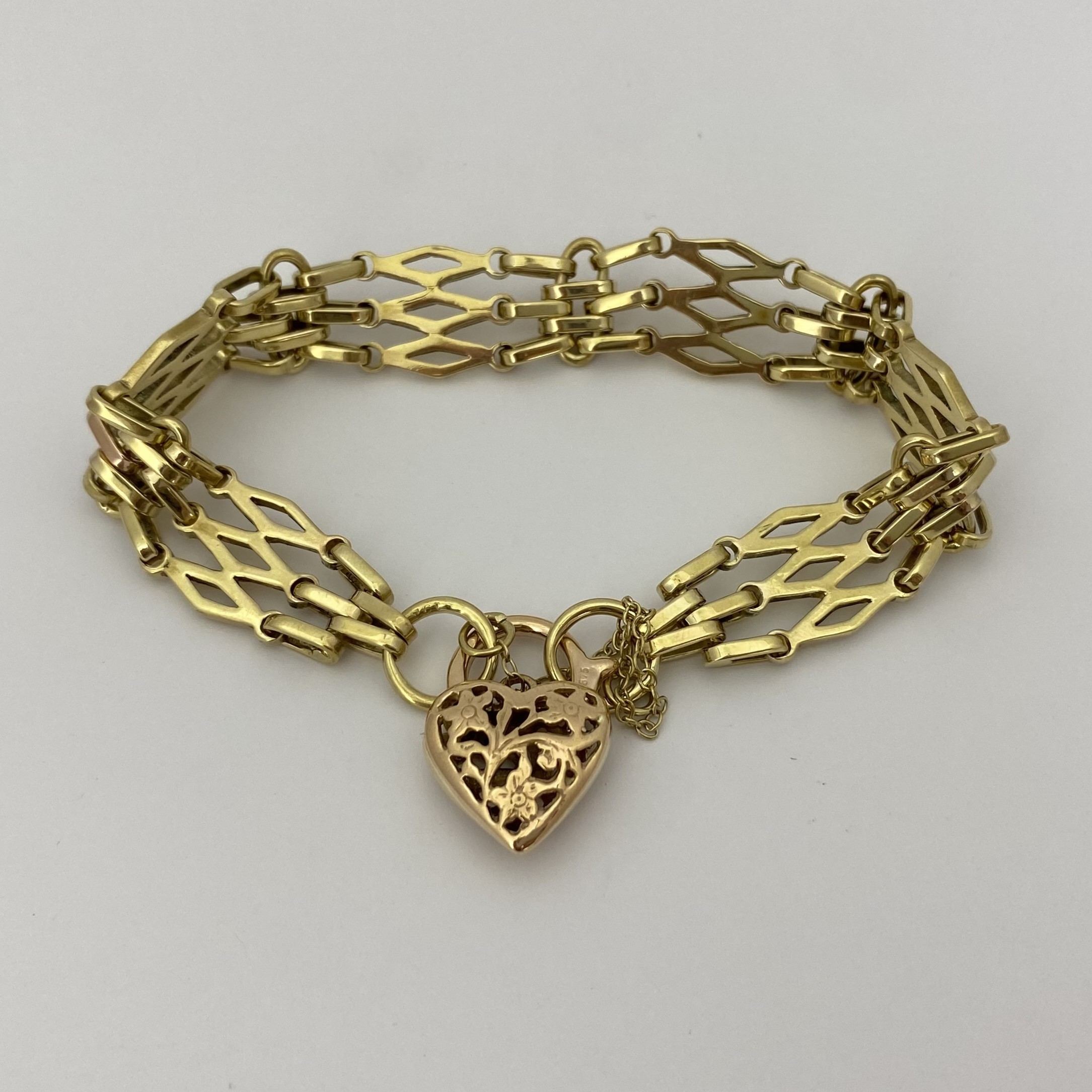 PreLoved 9ct Gold 4 Bar Gate Bracelet  7 12 Inches  Charles Nobel