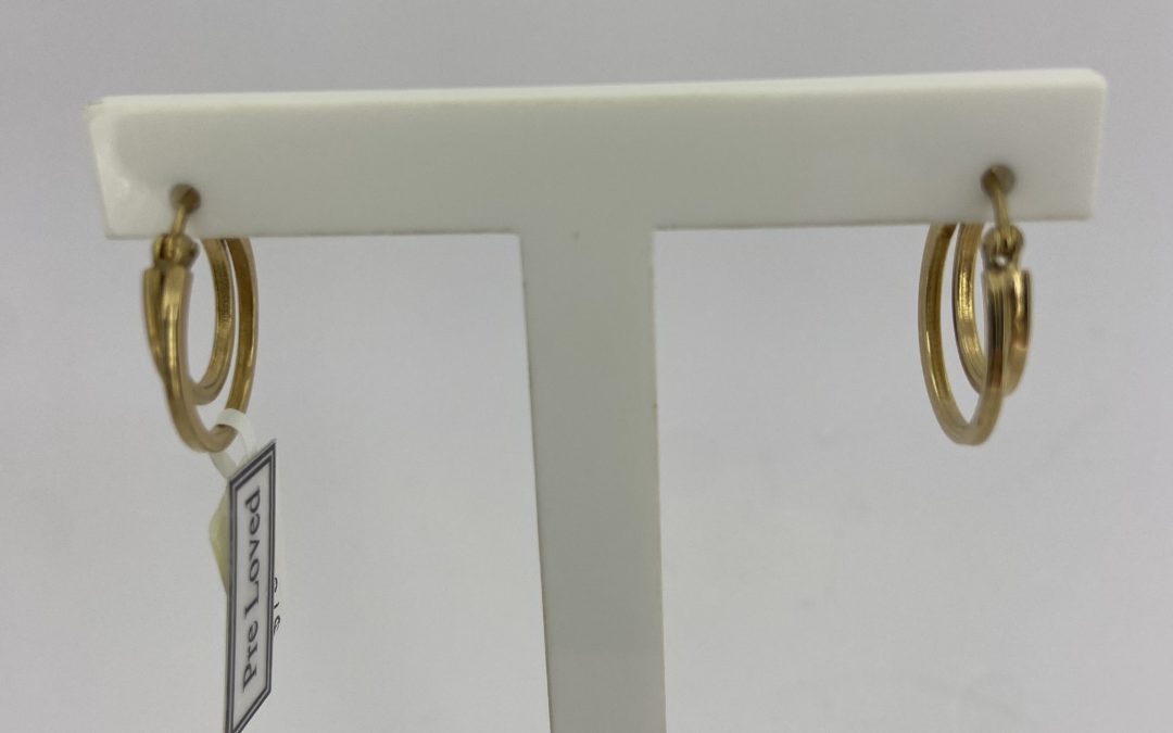G34525 Gold Double Hoop Earrings